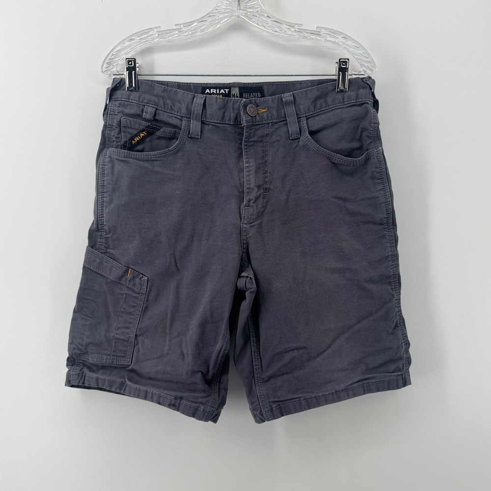 Ariat Rebar M4 Relaxed DuraStretch Work Shorts Flint Stone Grey Mens 30 10043170